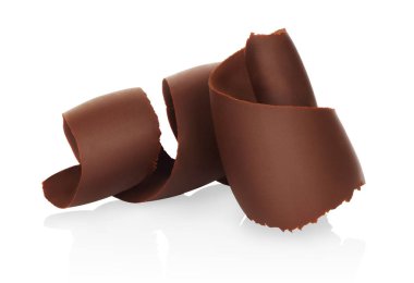 Beyaz arka plan yakın çekim üzerinde Çikolata talaşı