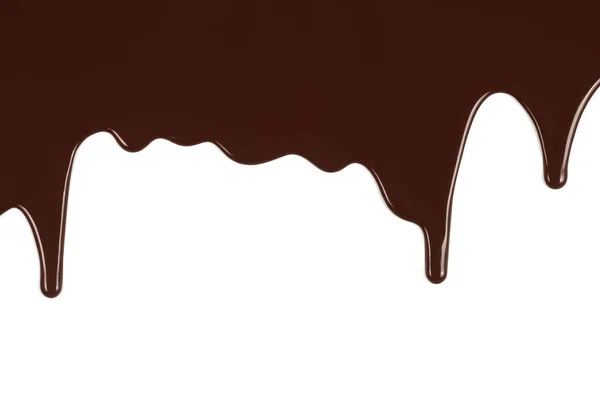 Melted Chocolate Dripping White Background — Stock Photo, Image