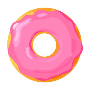 Beyaz arka planda, düz vektör çizim renkli donut