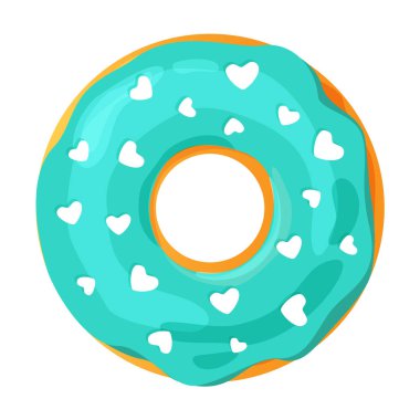 Beyaz arka planda, düz vektör çizim renkli donut