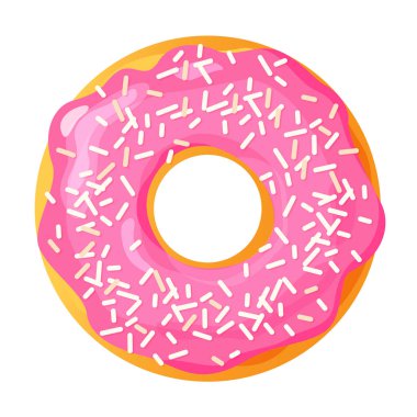 Beyaz arka planda, düz vektör çizim renkli donut