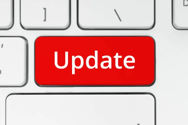 Rode Knop Met Update Word Toetsenbord Close — Stockfoto