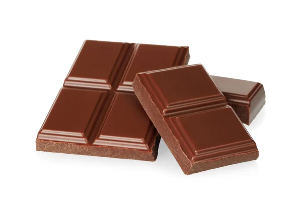 Barras Chocolate Rotas Aisladas Sobre Fondo Blanco — Foto de Stock