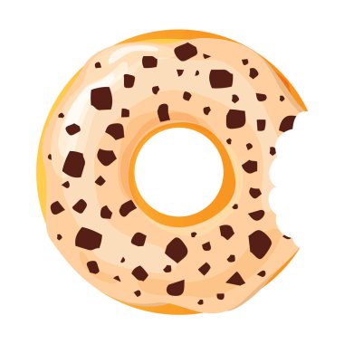 Beyaz arka planda, düz vektör çizim renkli ısırıldı çörek