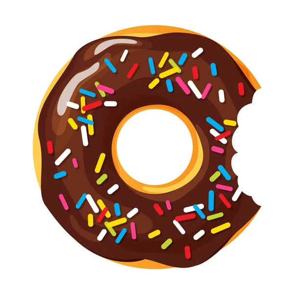 Donut Mordido Colorido Fundo Branco Ilustração Vetorial Plana —  Vetores de Stock