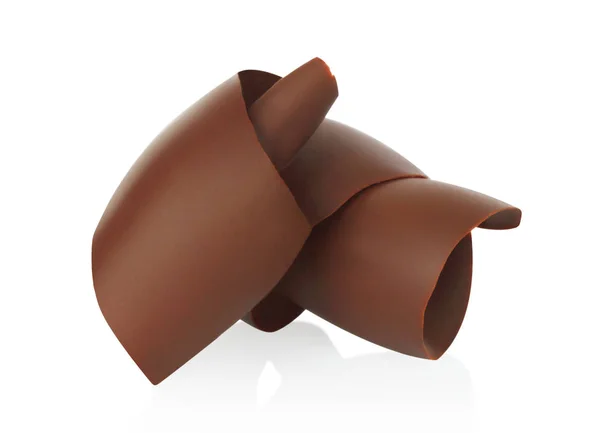 Chocoladeschilfers Witte Achtergrond Close — Stockfoto