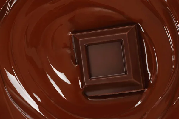 Melted Chocolate Dripping Chocolate Bar Close — Stock Photo, Image