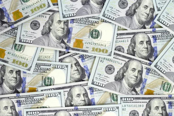 Financiën Concept Van Geld Achtergrond Met Honderd Dollar Biljetten — Stockfoto