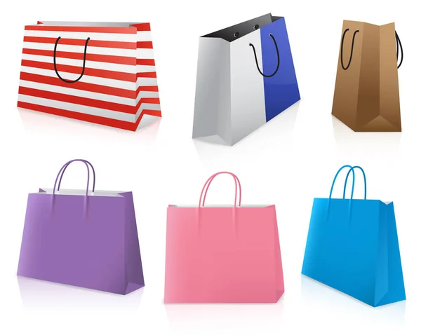 ショッピング バッグ 現実的なベクトル図のセット — ストックベクタ