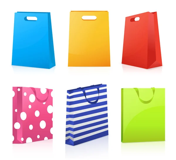 Set Shopping Bags Realistic Vector Illustration — Stock Vector