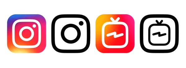 키예프 우크라이나 2018 Instagram 색상과 Instagram Igtv 색상으로 아이콘 종이에 — 스톡 사진