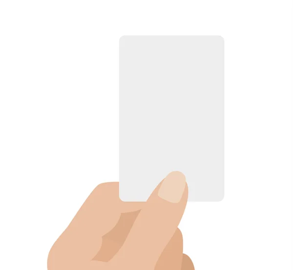 Hand Holding White Card Isolated White Background Flat Design Vector — Stock Vector