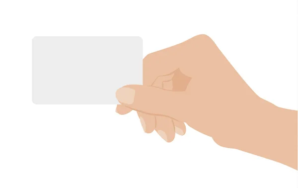Hand Hält Weiße Karte Isoliert Auf Weißem Hintergrund Flache Designvektorillustration — Stockvektor