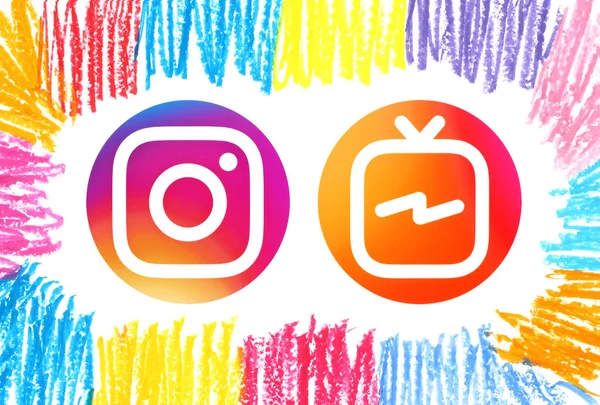 Kiev Ukraine November 2018 Circle Instagram Instagram Igtv Icons Printed — Stock Photo, Image
