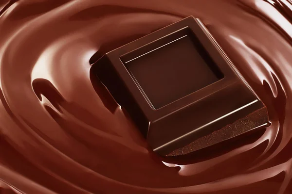 Tourbillon Chocolat Fondu Avec Des Morceaux Barre Chocolat Conception Emballage — Photo