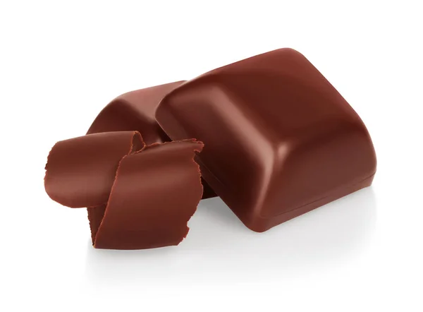 Čokoládové kousky s čokoládou hobliny — Stock fotografie