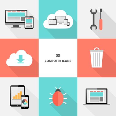 Set 08 - düz tasarım bilgisayar simgeleri