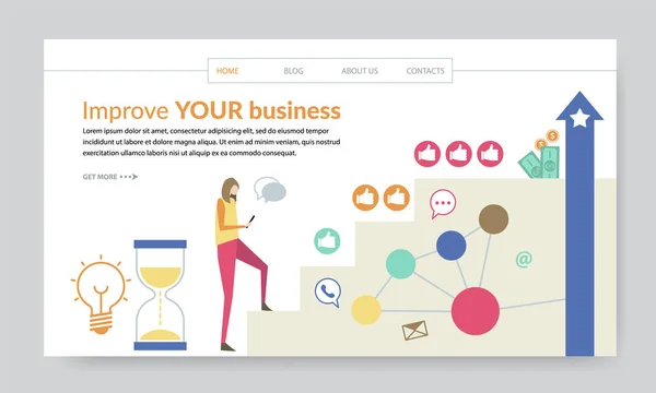 Améliorez votre concept d'entreprise, modèle de site Web créatif — Image vectorielle