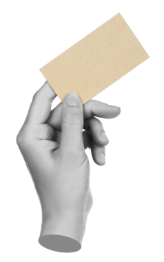 El işi kartviziti boş, şeffaf bir arka planda izole edilmiş, iş konsepti. Çağdaş sanat tasarımı