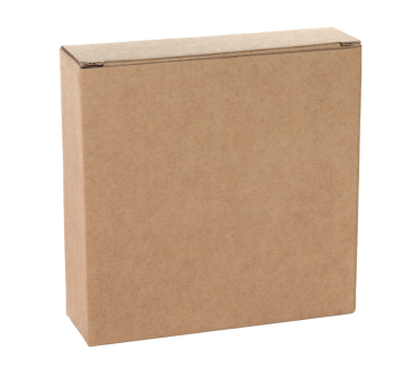 Şeffaf bir arkaplanda izole edilmiş ince bir Kraft karton kutu. Minimum, çevre dostu ambalaj konsepti, depolama, hediyeler, nakliyat ve ürün sunumu için çok yönlü