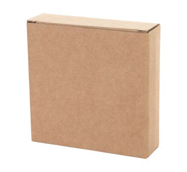 Şeffaf bir arkaplanda izole edilmiş ince bir Kraft karton kutu. Minimum, çevre dostu ambalaj konsepti, depolama, hediyeler, nakliyat ve ürün sunumu için çok yönlü