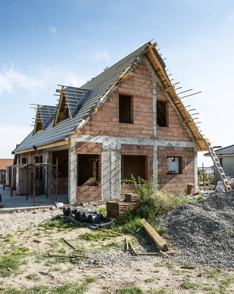 Bygga Ett Nytt Hus Solig Dag — Stockfoto