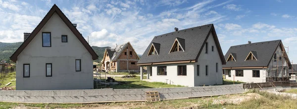 Many New Build Houses Panorama — Stock Photo, Image