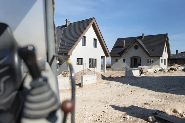 Pelle Maisons Nouvellement Construites Sur Chantier Construction — Photo