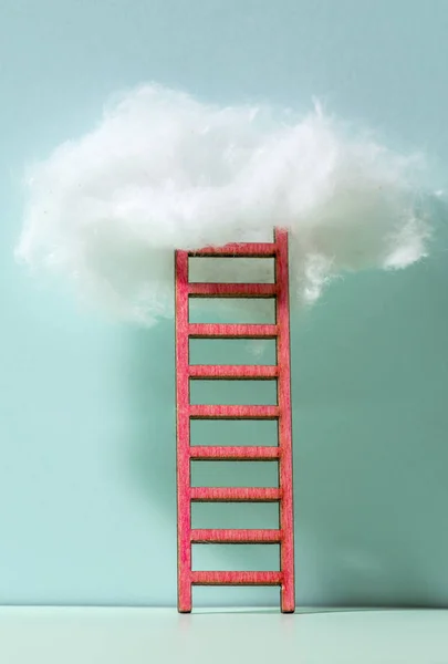 Red Ladder Clouds Metaphor Concept Growth Internet Cloud Networking Blue — Stock Photo, Image