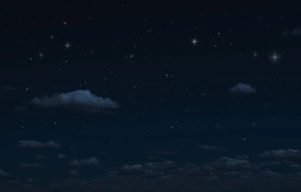 Gece Yıldızlı Gökyüzü Bulutlar Işığı Koyu Arka Planı Gökyüzündeki Yıldızlar — Stok fotoğraf