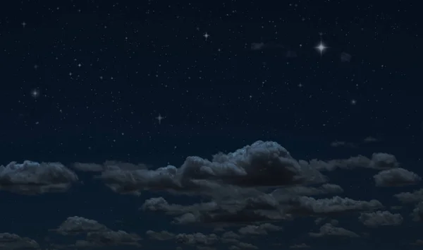 夜星的天空和云彩 月光黑暗的背景和星星在天空中 清洁的夜间背景 — 图库照片