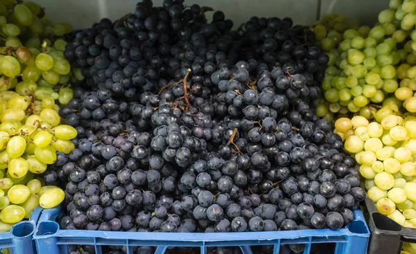 Uvas na prateleira do mercado . — Fotografia de Stock