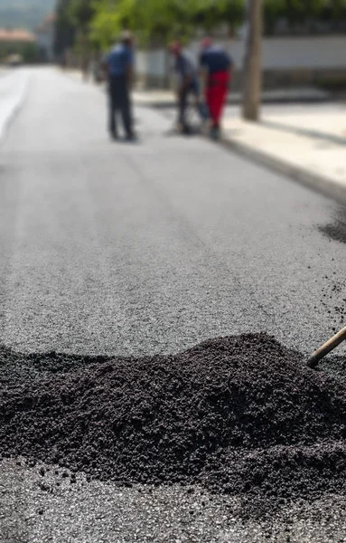 Workers on new road. — Stock Photo, Image