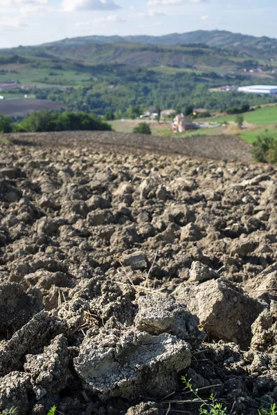 Ploughed soil close up. Sunny day. — Stock Photo, Image