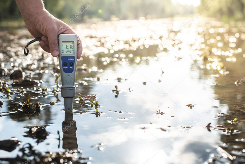 Measure water content with digital device.  PH meter.