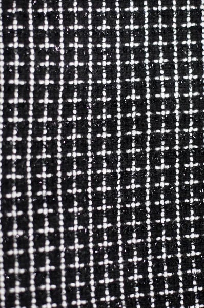 Immagine Full Frame Tessuto Materiale Tessile Tessuto Bianco Nero Lavorato — Foto Stock