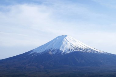 kar kaplı dağ üstü, Fuji Dağı ve gökyüzü 
