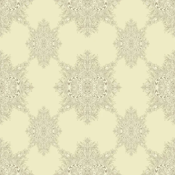 Patrón Inconsútil Vintage Adorno Floral Abstracto Estilo Enmarañado Beigein Zen — Vector de stock