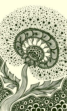 Dekoratif el Zen doodle tarzı siyah beyaz boyama sayfası veya yetişkin dinlenmek için boyama kitabı izleme tarafından yapılmış veya dekorasyon farklı şeyler için Zen dolaştırmak karahindiba çizimi