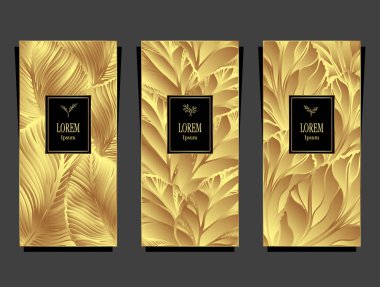 Altın renkli kozmetik ve parfümler için veya paket çay ve alkol etiket veya için takı reklam için ayarlama şablonu için paket veya el ilanı folyo tarafından yapılan lüks kökenli bırakır 