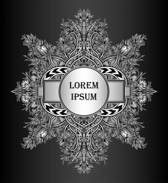 Şablon etiketi çerçeve başlık sayfası veya paket lüks ürün dekoratif modern unsur gümüş siyah çay veya kahve için veya kozmetik veya parfüm veya alkol içki ya da sigara ile 