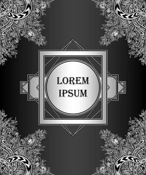 Şablon etiketi çerçeve başlık sayfası veya paket lüks ürün dekoratif modern unsur gümüş siyah çay veya kahve için veya kozmetik veya parfüm veya alkol içki ya da sigara ile 