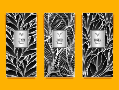 Paket veya folyo tarafından yapılan lüks arka plan afiş için ayarlama şablonu gümüş siyah kozmetik ve parfümler için veya paket çay veya alkol etiket veya marka kitap bırakır