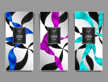 Şablon paketi veya el ilanı veya etiket için folyo soyut şeritler dalgalar saç tarafından mavi kırmızı mavi gümüş kozmetik veya parfüm ya da saç boyası için ya da marka kitap üzerinde yapılmış lüks arka plan ayarlamak