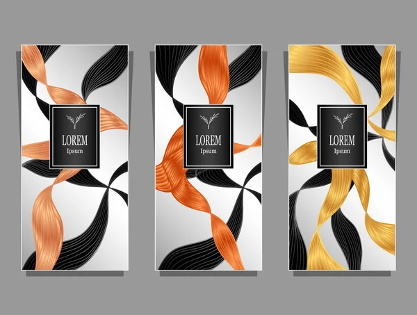 Set Template Package Flyer Label Luxury Background Made Foil Abstract — Stock Vector