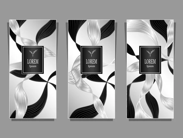 Set Template Package Flyer Label Luxury Background Made Foil Abstract — Stock Vector