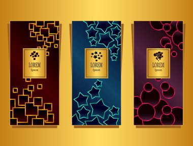 Geometrik formlar tarafından renkli kozmetik ve parfümler için veya paket çay ve alkol etiket veya için marka kitap için yapılan lüks arka plan için paketi şablonları ayarlamak
