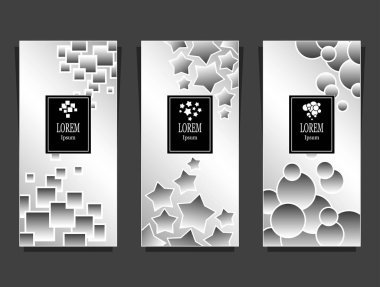 Geometrik formlar gümüş kozmetik veya parfüm veya paket çay için veya alkol etiket ya da marka kitap tarafından yapılan lüks arka plan için paketi şablonları ayarlamak