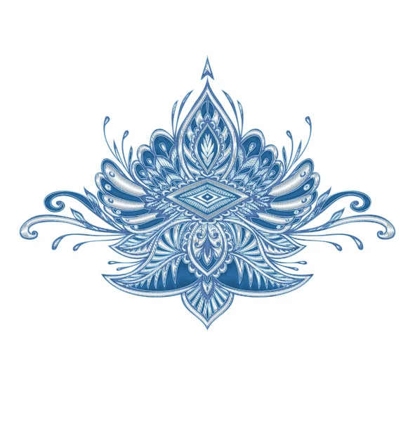 Dekorativt Element Emblem Eller Krona Med Broderi Effekt Blå Silver — Stock vektor