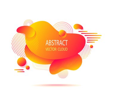 Soyut şekli bulut sıçrama çizgileri degradelerle sıvı leke, nokta, trend modern stil şablon Afiş Poster veya web sitesi internet tanıtımı için turuncu asit renklerde daireler